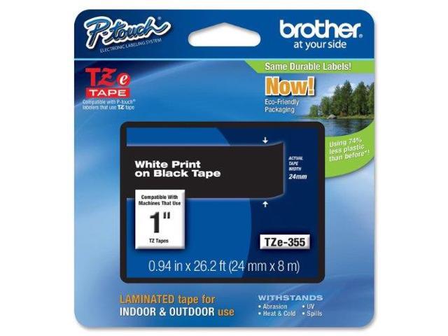 Brother P-touch TZe 1' Laminated Tape Cartridge - 1' Width x 26 1/5 ft Length - Rectangle - Thermal Transfer - White, Bl