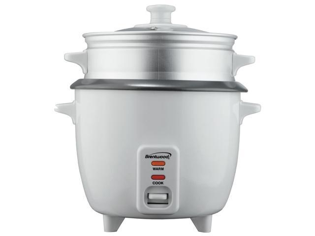 Brentwood TS-180S 8-Cup Uncooked/16-Cup Cooked Rice Cooker and Food Steamer - White