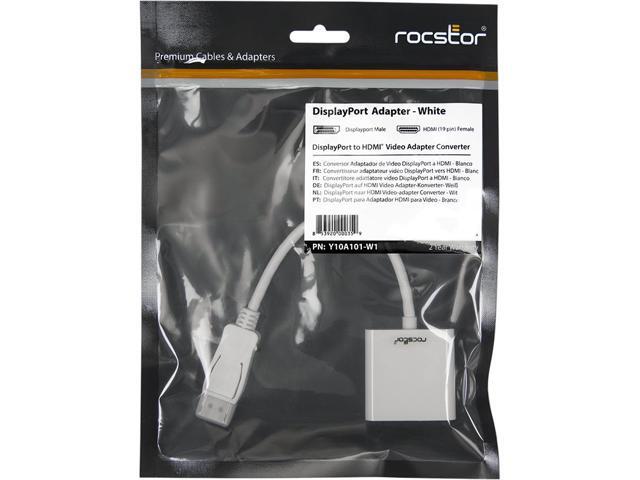 Rocstor Y10A101-W1 Rocstor DisplayPort (Male) to HDMI (Female) Adapter Converter - 1 Pack - 1 x DisplayPort Male Digital Audio/Video - 1 x HDMI...