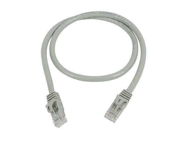 Monoprice Flexboot Cat5e Ethernet Patch Cable - Network Internet Cord - RJ45, Stranded, 350Mhz, UTP, Pure Bare Copper Wire, 24AWG, 2ft, Gray