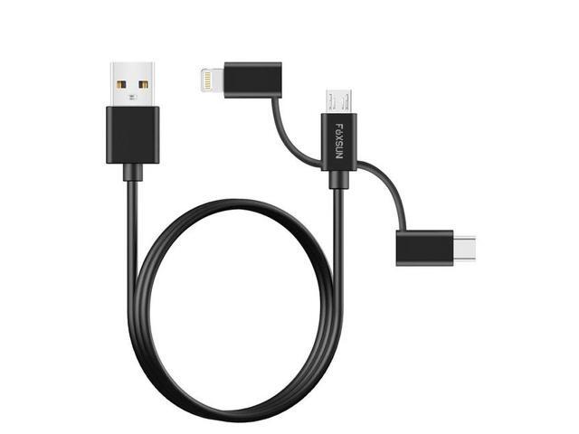 Foxsun Multi USB Charging Cable, 6.6 FT/2M 3 in 1 Multiple USB Charger Cable (AM001032)