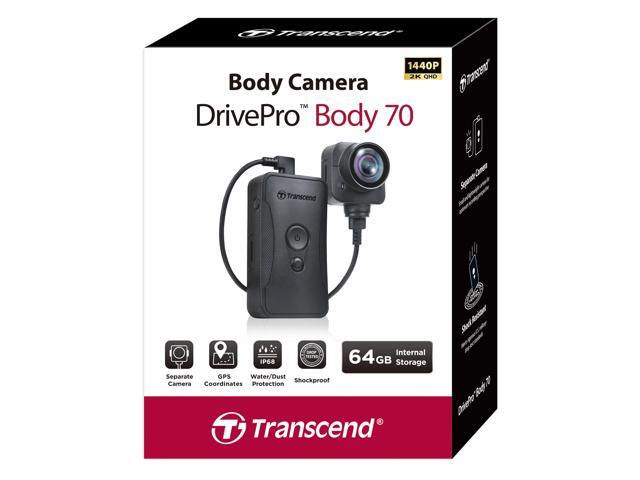 Transcend DrivePro Body Camera 70 QHD 1440p IP68 MIL-STD-810G with Built-in 64GB Memory, 9-Hour Battery Life and Tethered Camera, Modle TS64GDPB70A