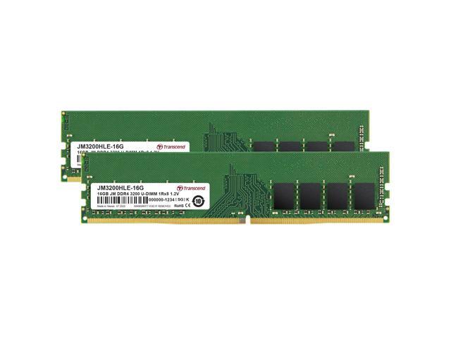 Transcend 16GB Kit (2x8GB) DDR4 RAM, 3200MHz (or 2666MHz) Desktop Memory UDIMM Compatible w/Intel & AMD Ryzen PC Memory Module, PC4-25600 1Rx8 1Gx8...