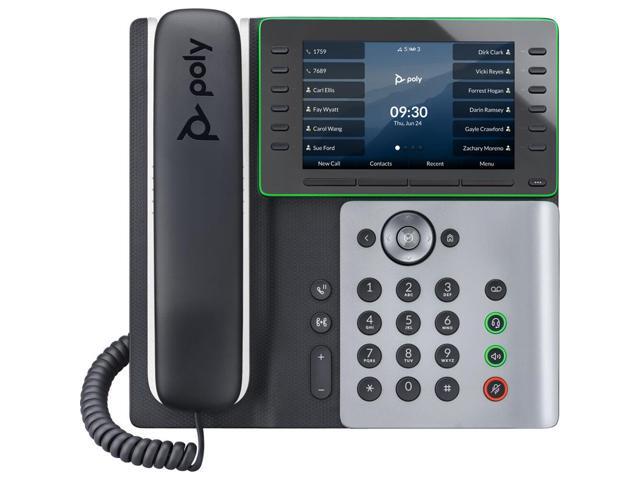 HP Poly Edge E500 IP Phone Corded Desktop Black TAA Compliant VoIP 2x Network RJ-45 PoE Ports Model 82M94AA