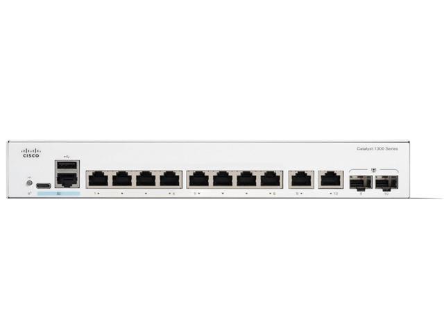 Cisco Catalyst C1300-8T-E-2G Ethernet Switch 10 Ports - Manageable - Gigabit Ethernet - 10/100/1000Base-T, 1000Base-X - 3 Layer Supported - 2 SFP...