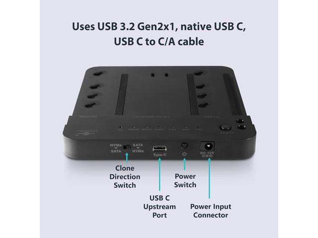 Vantec Multi-Function M.2/SATA Storage Adapter with Clone for M.2 NVMe M.2 SATA SSD HDD 2.5' 3.5' SATA