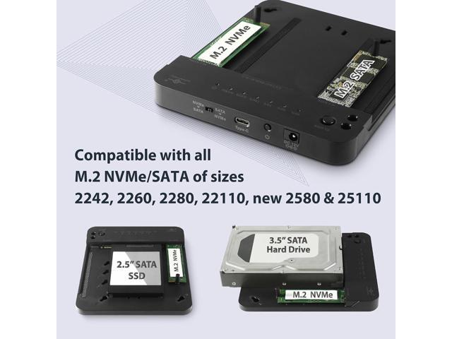 Vantec Multi-Function M.2/SATA Storage Adapter with Clone for M.2 NVMe M.2 SATA SSD HDD 2.5' 3.5' SATA
