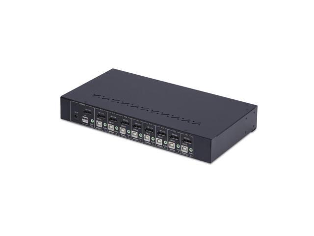 StarTech 8-Port DisplayPort KVM Switch with 1U Rack Mount Kit - 4K 60Hz DP 1.2 - Push-Button & Hotkey Switching - 4-Port USB Hub - OS Independent -...