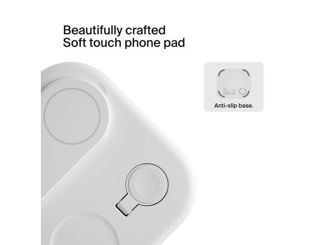 Belkin - 3-in-1 15W, Foldable Magnetic Qi2 Charging Station for iPhone 17, Apple Watch, AirPods, and More, w/Non-Slip Base & PSU - White - image 7