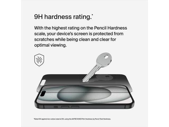 Belkin - ScreenForce TemperedGlass Privacy Treated Screen Protector for iPhone 16/15/14 Pro - Black - image 3