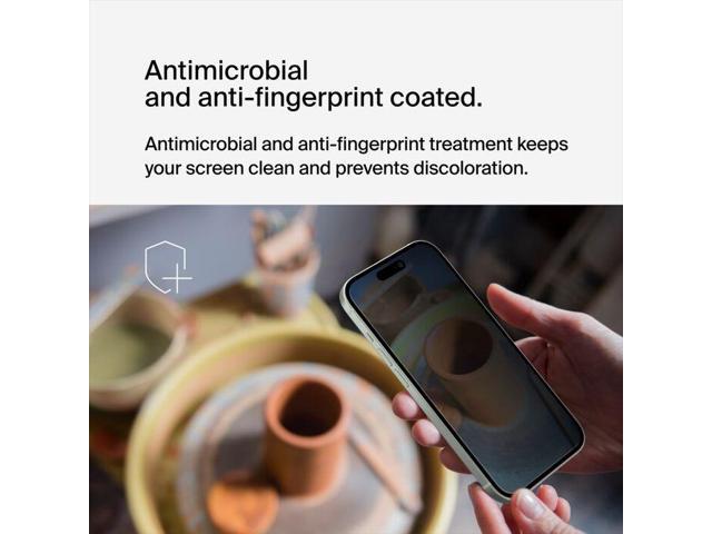Belkin - ScreenForce TemperedGlass Privacy Treated Screen Protector for iPhone 16/15/14 Pro - Black - image 7