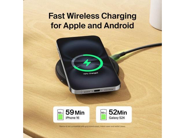 Belkin - Wireless Charging Pad 15W - BOOST↑CHARGE Qi Charger for Apple iPhone, AirPods, Power Supply and Cable Included - Black - image 5