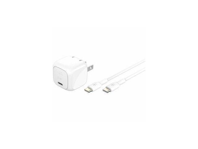 Belkin 30W Portable USB-C Wall Charger 1xUSB-C (30W) Fast Charge Power Adapter w/ USB-C to USB-C Cable -White Model WCA008DQ1MWH-B6