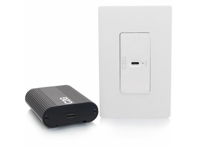 C2G Superbooster 1-Port USB over Cat6a Wall Plate to Wall Plate Extender Kit - USB 3.2 Gen1 (5Gbps) Model C2G54268