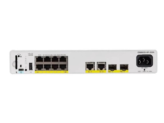 Cisco Catalyst C9200CX-8P-2X2G-A Managed Switch, 8-Port PoE+ 240W Budget, 2x 10G SFP+ & 2x 1G Uplinks, Layer 3, Network Advantage