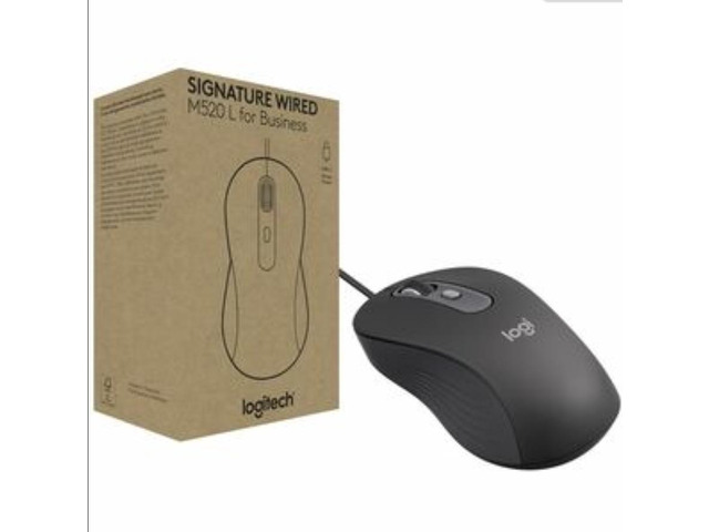 Logitech Signature Wired M520 Large for Business, Optical Wired Mouse, USB-C Plu