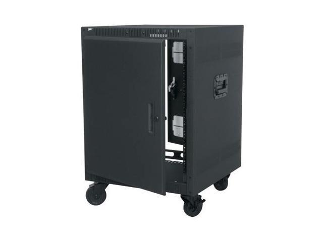 Middle Atlantic 14RU PTRK Portable Rolling 4-Post Rack - 24in Depth Floor Rack - No Wood Laminate Top - TAA Compliant - PTRK-14