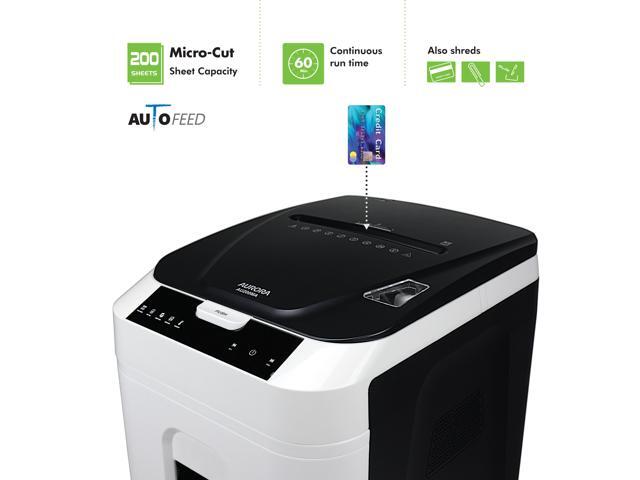 Aurora Commercial Grade 200-Sheet Auto Feed High Security Micro-Cut Paper Shredder/ 60 Minutes/ Security Level P-5