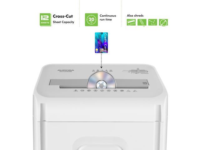 Aurora AU1270XB Professional Grade 12-Sheet security P-4 Cross-Cut Paper and Credit Card/ 20 Minutes Continuous Run Time Shredder