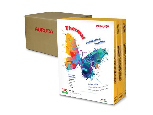 Aurora 10-Pack (1,000 Sheet), 3 Mil Thermal Laminating Pouches 9 x 11.5 Inches, Letter Size