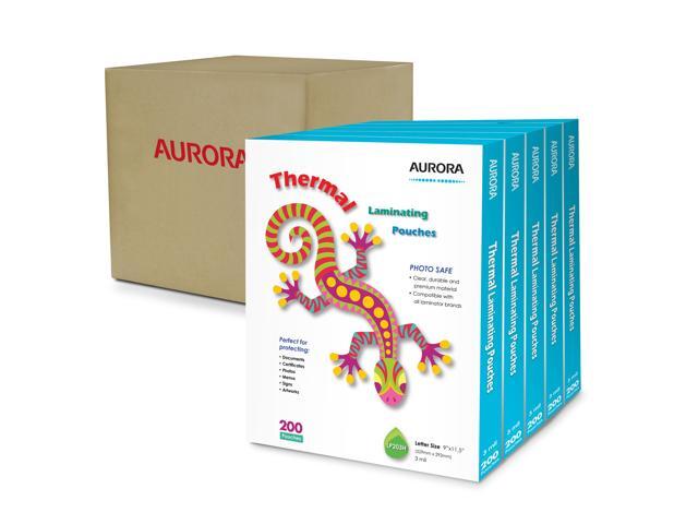 Aurora 5-Pack (1,000 Sheet), 3 Mil Thermal Laminating Pouches 9 x 11.5 Inches, Letter Size