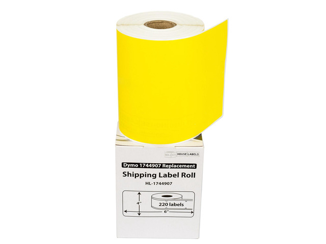 HOUSELABELS Compatible DYMO 1744907 4XL YELLOW Shipping Labels (4' x 6'), strong permanent adhesive, compatible with DYMO LW 4XL, Rollo & Zebra...