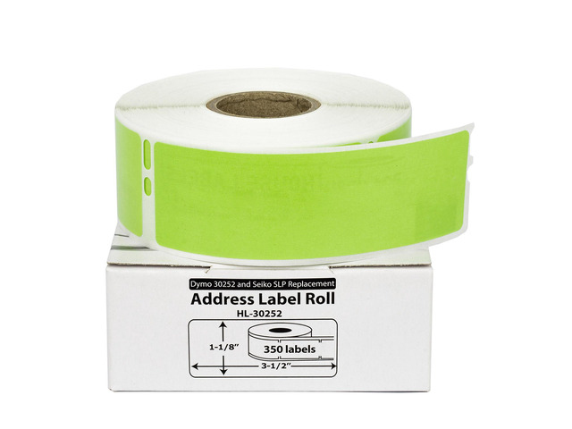 HOUSELABELS Compatible DYMO 30252 GREEN Address Labels (1-1/8' x 3-1/2'), strong permanent adhesive, compatible with DYMO LW 450, 4XL, Rollo &...