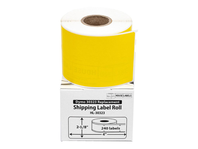 HOUSELABELS Compatible DYMO 30323 YELLOW Shipping Labels (2-1/8' x 4'), strong permanent adhesive, compatible with DYMO LW 450, 4XL, Rollo & Zebra...
