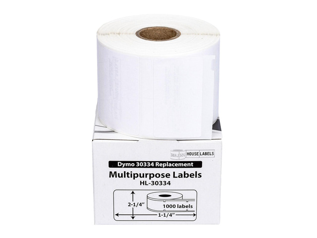 HOUSELABELS Compatible DYMO 30334 Multipurpose Labels (2-1/4' x 1-1/4'), strong permanent adhesive, compatible with DYMO LW 450, 4XL, Rollo & Zebra...