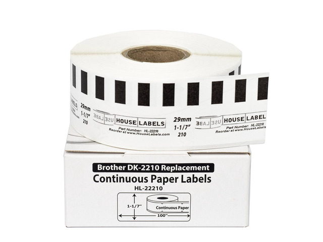 HOUSELABELS Compatible with DK-2210 Replacement Roll for Brother QL Label Printers; Continuous Length Labels; 1-1/7' x 100 feet (29mm*30.48m) - 2...