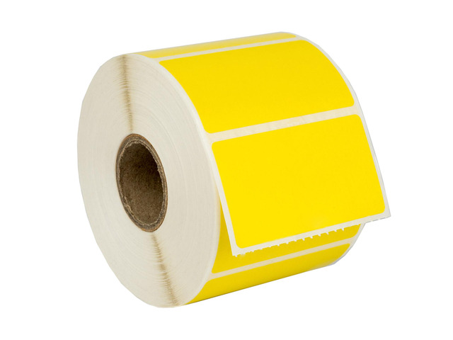 HOUSELABELS 2.25' x 1.25' Yellow Address Labels on 1' Core Compatible With Zebra and Rollo Printers, 1 Roll / 1,000 Labels per Roll
