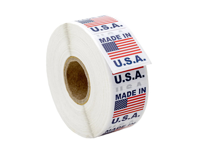MADE IN USA Pre-Printed Labels Stickers with permanent adhesive on 1' Core (1' x 1') 10 Rolls / 1,000 Labels per Roll