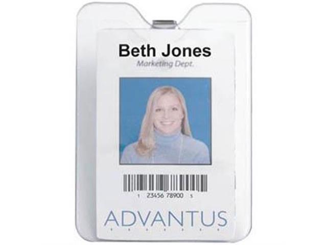 Id Badge Holder W/Clip, Vertical, 3W X 4H, Clear, 50/Pack