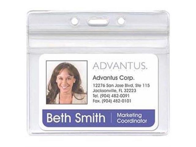 Resealable Id Badge Holder, Horizontal, 3 3/4W X 2 5/8H, Clear, 50/Pac