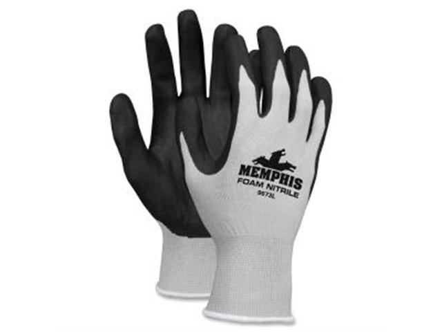Memphis Economy Foam Nitrile Gloves Large Gray/Black 12 Pairs 9673L