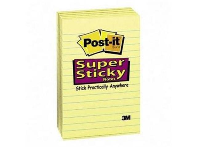 3M 6605SSCY Super Sticky Notes 4 x 6 Canary Yellow Five 90-Sheet Pads Pack