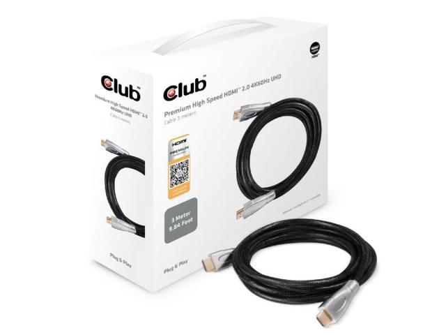 Club3D CAC-1310 HDMI Premium Certified 2.0 High Speed 4K/60Hz UHD Cable 30AWG 3 meter