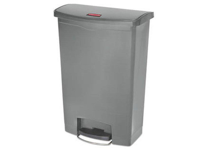 Rubbermaid - FG1883606 - Slim Jim Resin Step-On Container, Front Step Style, 24 gal, Gray