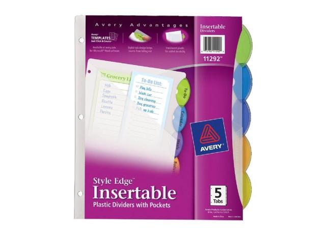 Avery Style Edge Insertable Dividers with Pocket Multicolor 5-Tab 11 1/4 x 9 1/4