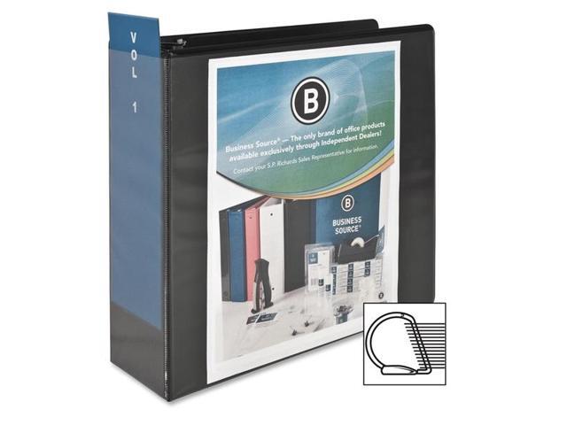 Business Source D-Ring View Binder 4' Capacity 11x8-1/2' Black 28450