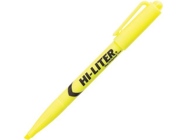 Avery HI-LITER Pen-Style Highlighter Chisel Tip Fluorescent Yellow Ink Dozen 23591