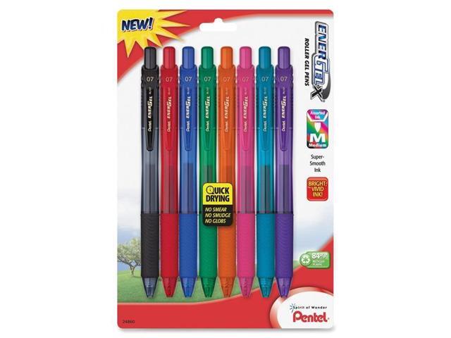 Pentel Gel Pens Retractable .7mm 8/PK Assorted Barrel/Ink BL107CRBP8M