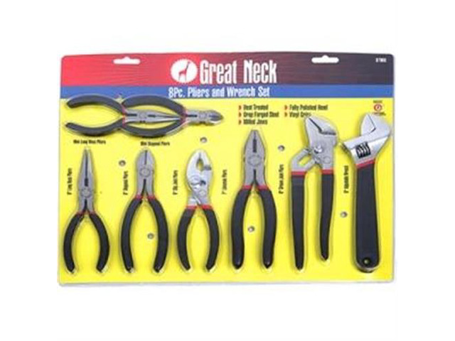 Great Neck 8-Piece Steel Pliers and Wrench Tool Set 87900