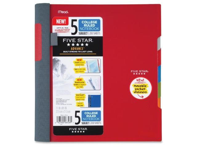 Five Star Advance 5-Subject Subject Notebooks 8.5' x 11' College Ruled 200 Sheets Each (06326)