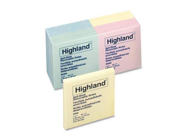 Highland Self-Stick Notes 3 x 3 Assorted Pastel 100-Sheet 12/Pack 6549A