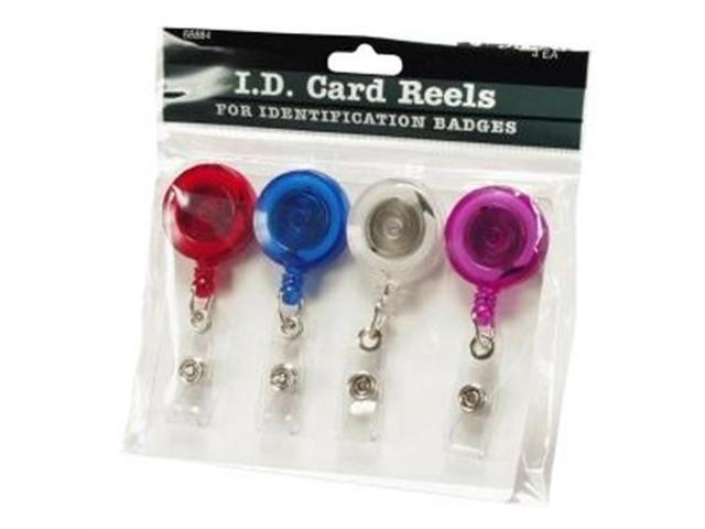 Baumgartens ID Card Reel w/ Belt Clip 30'L 4/PK Translucent RD BE CL PE 68884