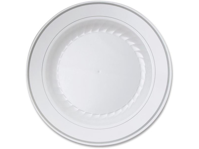 WNA Masterpiece Plastic Plates 10.25 in White Round 120/Carton RSM101210WS