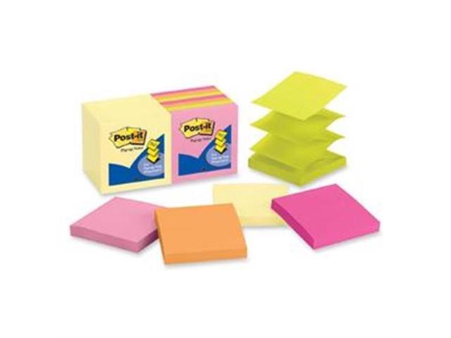 3M R33014YWM Pop-Up Note Pad Refills, 3 x 3, 7 Canary Yellow & 7 Asst. Brights 100-Sheet Pads