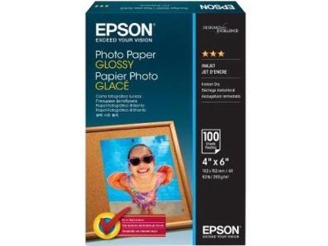 Epson S042038 Photo Paper - 4' x 6' - Glossy - 100 Sheet - White