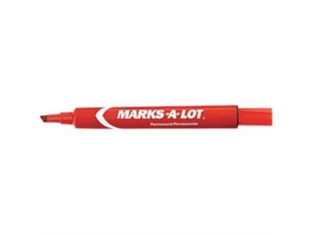 Avery Marks-A-Lot Large Desk-Style Permanent Marker Chisel Tip Red Dozen 08887